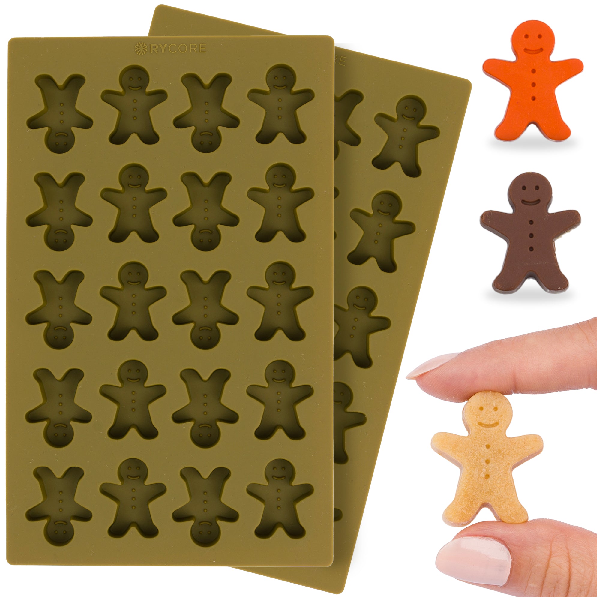 2 Pack - Mini Gingerbread Man Silicone Mold - Perfect for Baking Chocolates, Candies & Mini Gingerbread Man Cookies - Unique Gingerbread Man Mold Design for Holiday Desserts & Special Celebrations