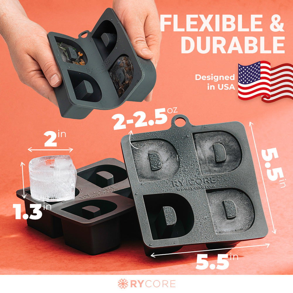 Silicone Ice Cube Tray - Large Letter D Shaped for Cocktails