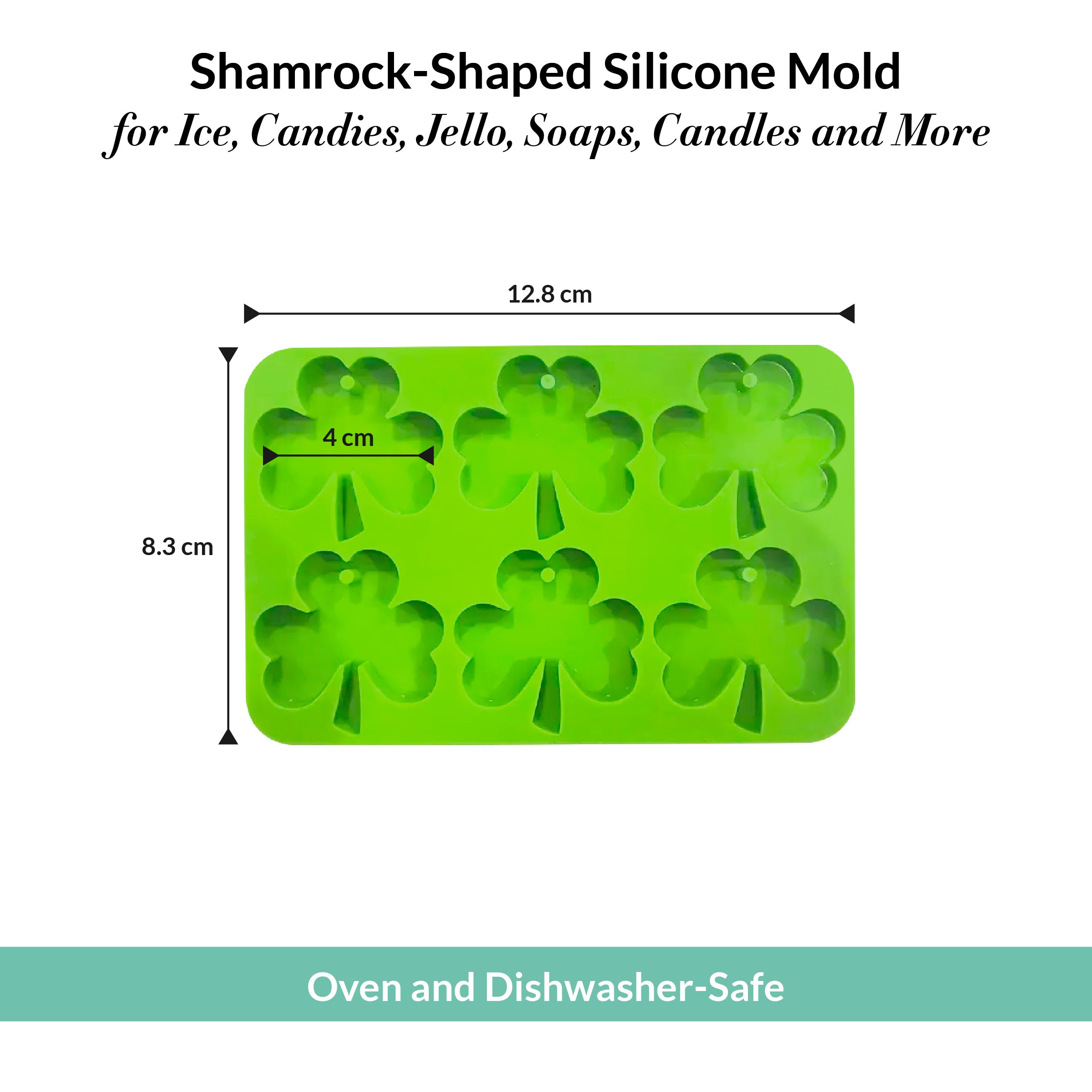 4 Pack - Silicone Shamrock Shape Mold for Ice Cubes & Candy 24 Clovers