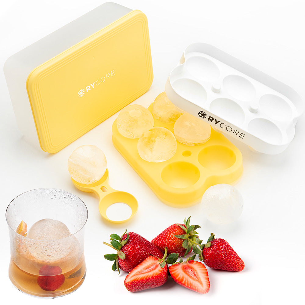 Yellow Sphere Ice Cube Tray with Lid & Bin - 2.5 | RYCORE