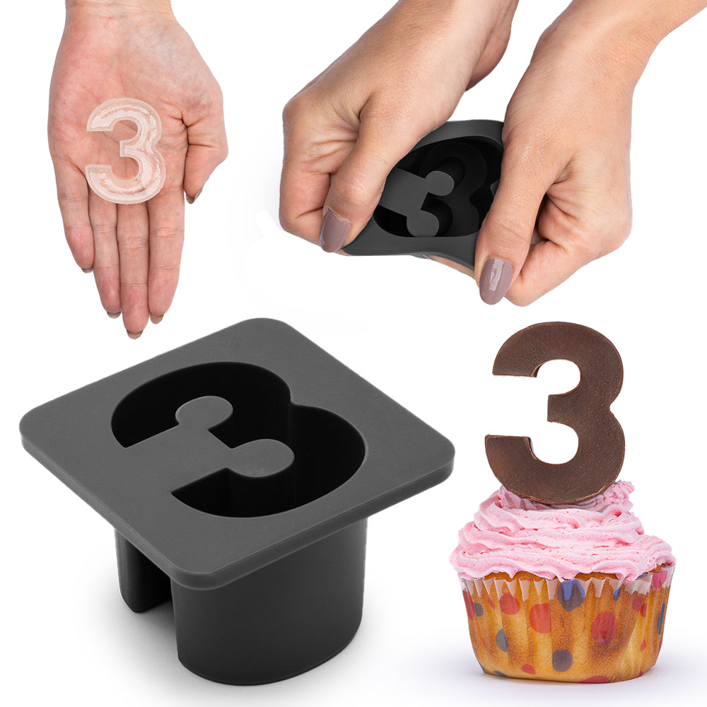 Large Silicone Mold – Number 3 - Cake Mold, Baking Mold, Ice Tray