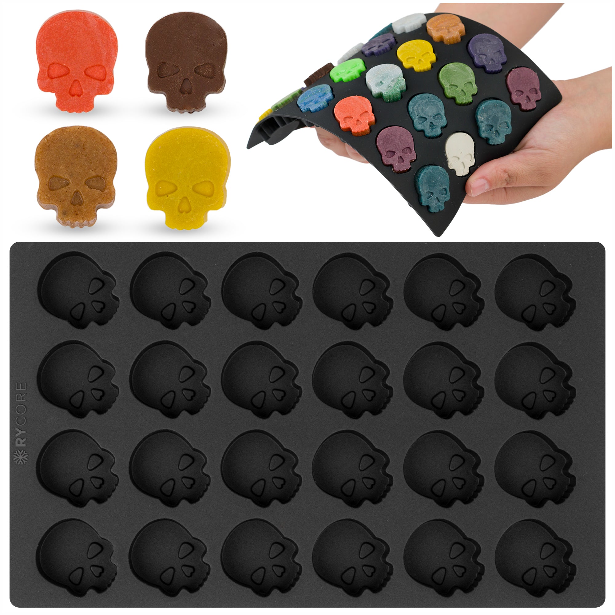 Silicone Skull Mold for Baking, Chocolates & Desserts | Distinctive Skull Design Mini Mold - Craft Candies, Jellies, Themed Treats - Premium Quality Skull Molds for Chocolate, Holiday Events