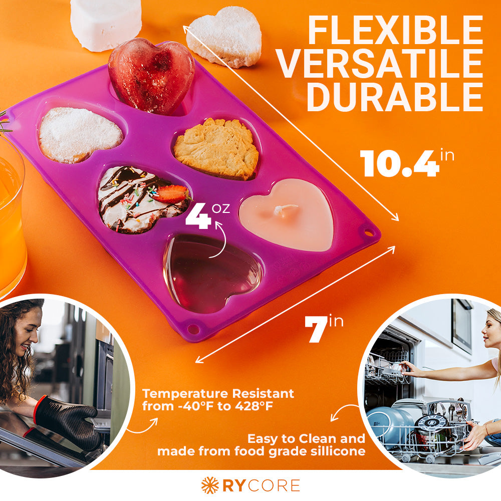 Heart-Shaped Silicone Mold Tray for Baking & Ice | RYCORE