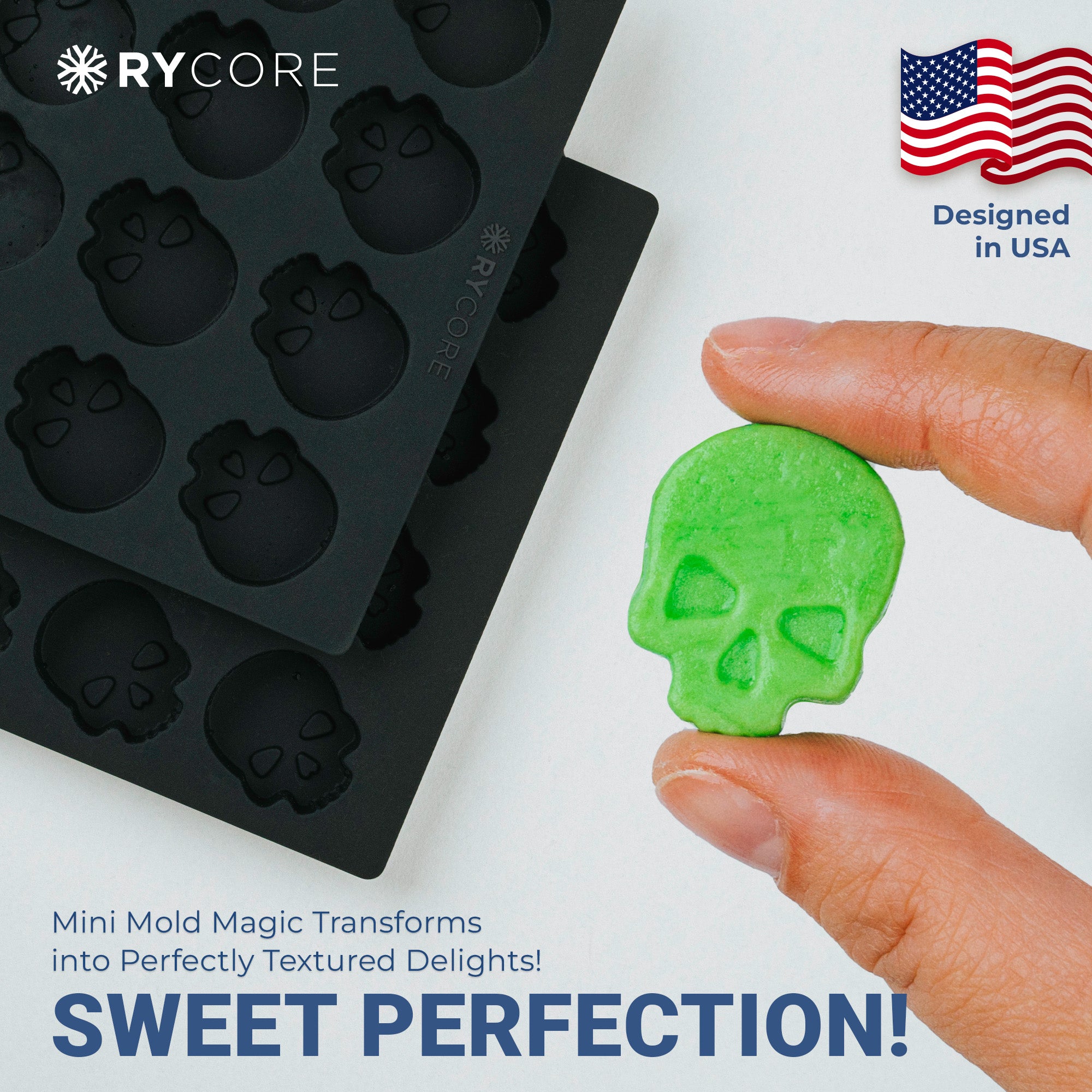 2 Pack - Silicone Skull Mold for Baking, Chocolates & Desserts | Distinctive Skull Design Mini Mold - Craft Candies, Jellies Themed Treats - Premium Quality Skull Molds for Chocolate, Holiday Events