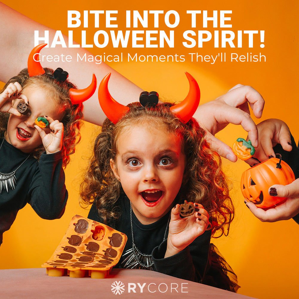 RYCORE 2 Pack Halloween Silicone Molds - Pumpkin Shape Candy Mold, Chocolate Mold - Food Safe, BPA Free Ba