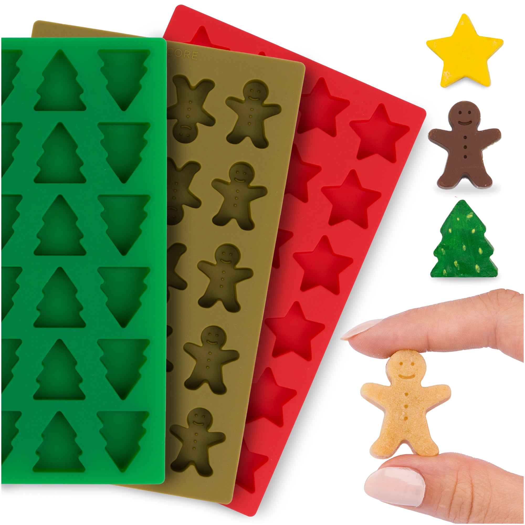 Christmas Pack Silicone Molds for Festive Baking | Combo of Christmas Tree, Star & Gingerbread Man Designs - Perfect for Crafting Chocolates, Candies & Holiday Treats - Set for Joyous Celebrations