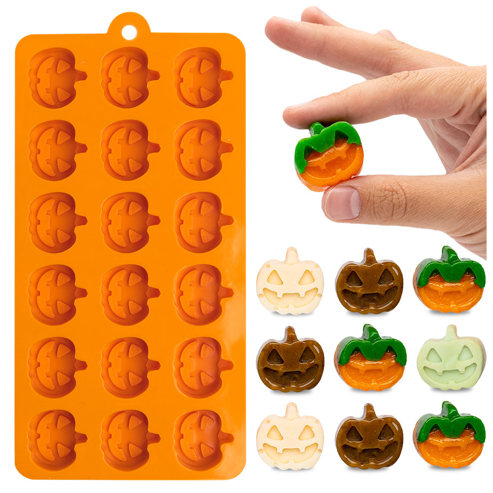 RYCORE Halloween Silicone Mold - Pumpkin Shaped Candy & Chocolate Mold - Food Safe, BPA Free Baking