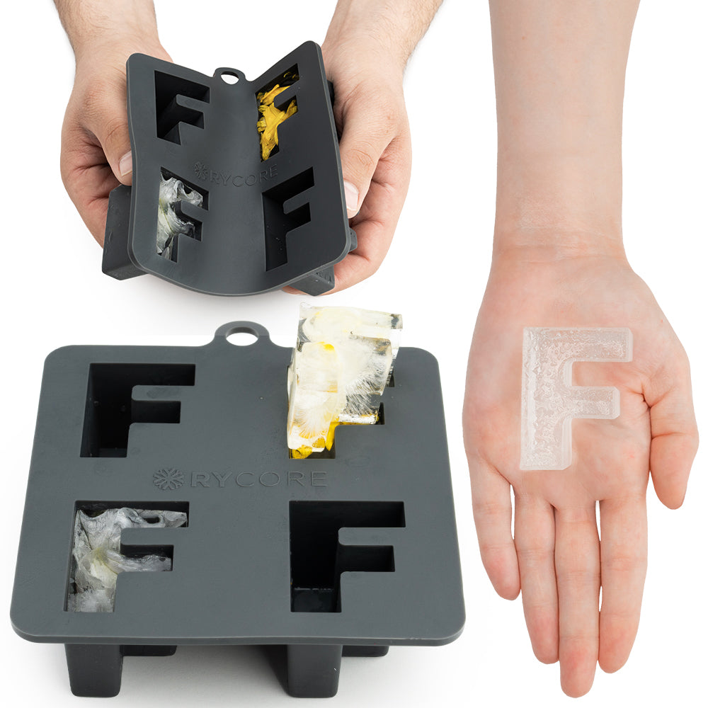 Silicone Ice Cube Tray - Large Letter F Shaped for Cocktails