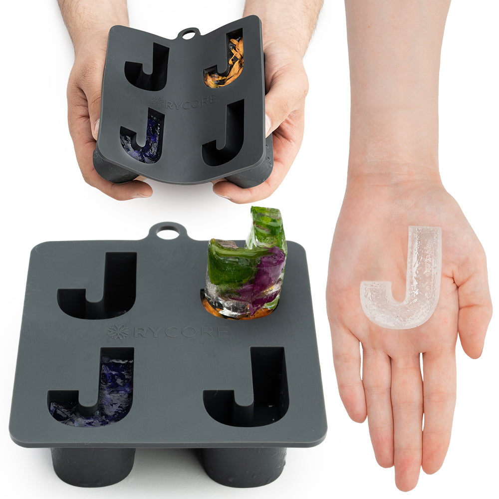 Silicone Ice Cube Tray - Large Letter J Shaped for Cocktails