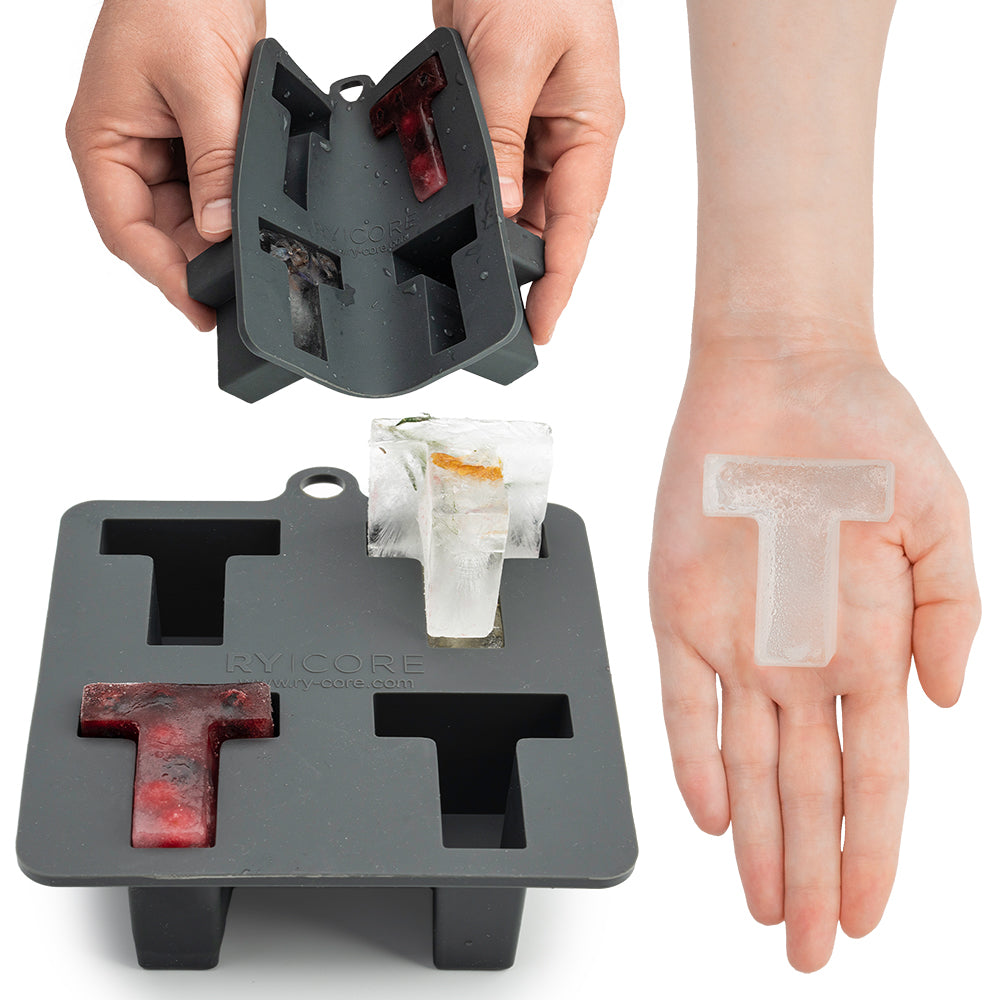 Silicone Ice Cube Tray - Large Letter T Shaped for Cocktails