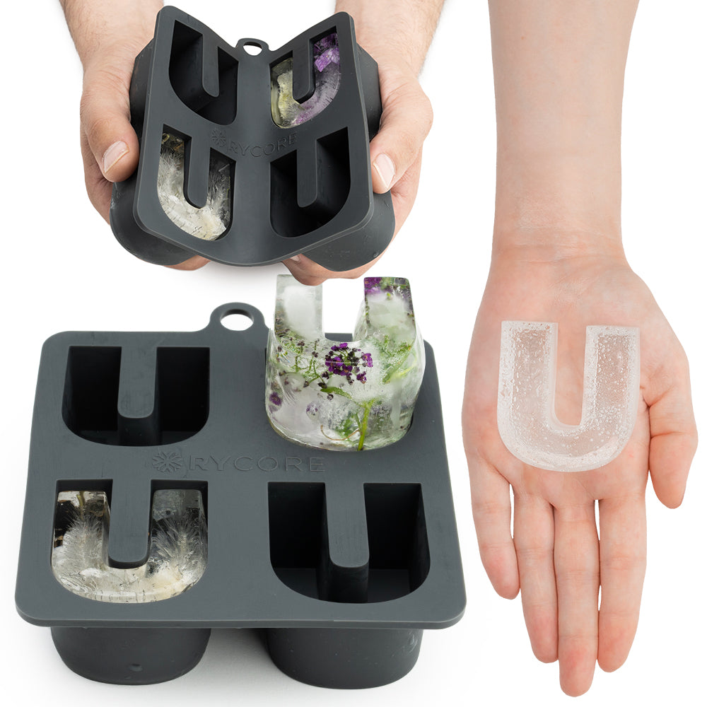 Silicone Ice Cube Tray - Large Letter U Shaped for Cocktails