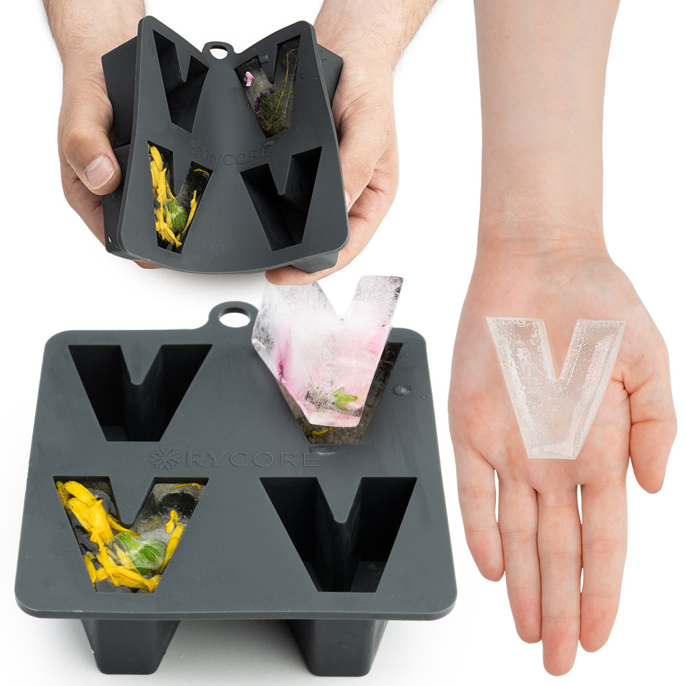 Silicone Ice Cube Tray - Large Letter V Shaped for Cocktails