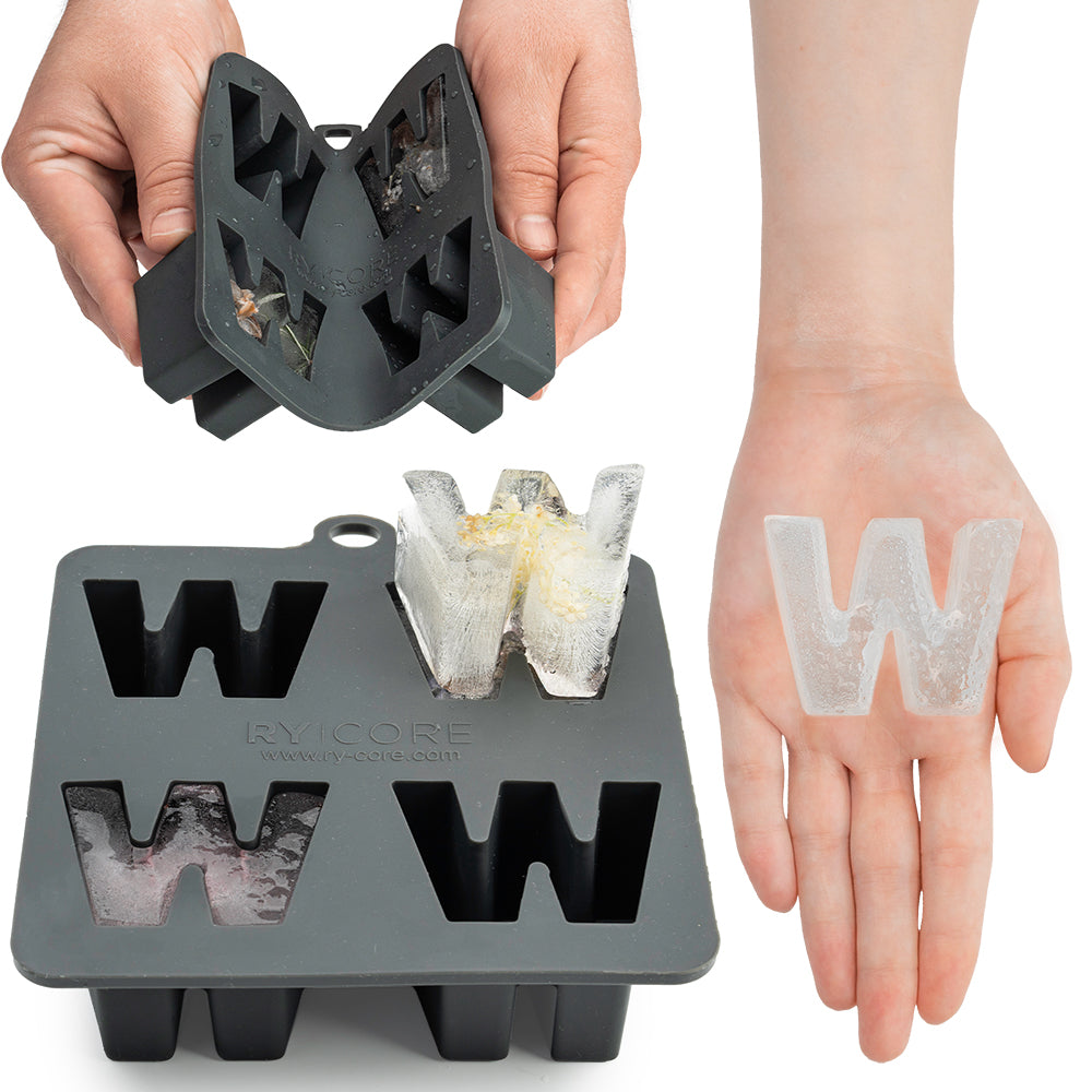 Silicone Ice Cube Tray - Large Letter W Shaped for Cocktails