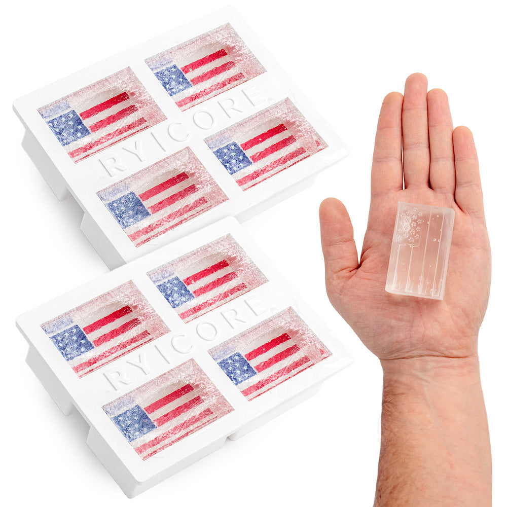 Silicone 3” USA Flag Ice Cube Tray Cocktails & Baking - 8 Flags
